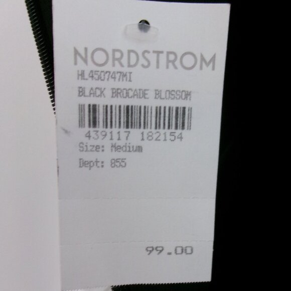 New Chelsea28 Black Brocade Blossom Spaghetti Strap Below Knee Dress M NWT - Picture 8 of 10